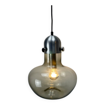 Smoked glass pendant lamp by Nettelhoff Leuchten 1970