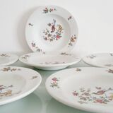Lot de 6 assiettes creuses " oiseau de paradis " Sarreguemines