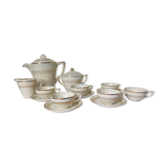 Céranord coffee service with gold edging