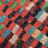 5x6 Multicolor Checkered Pattern Turkish Vintage Rug, 151x172Cm