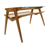 Oak table with webbing