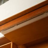 Classic home office from the 1950s, walnut veneer, illuminated interior