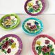 Lot de 5 assiettes en barbotine fleurs Vallauris 1950