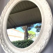 Large White Stucco Wooden Mirror Shabby Chic Baroque Decorative Art