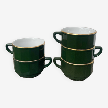 5 tasses vertes bistrot style apilco