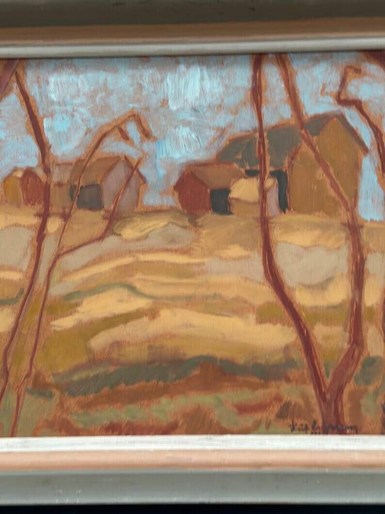 Original Swedish Oil on Panel – "Autumn Landscape" – Signed – Vintage and Framed – 46 × 36 cm (18.1" × 14.2")