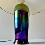 Vintage lavender iridescent ceramic table lamp, 1980s.