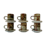 6 cups and under cups in vintage enamelled stoneware