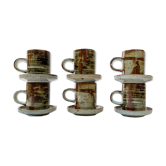 6 cups and under cups in vintage enamelled stoneware