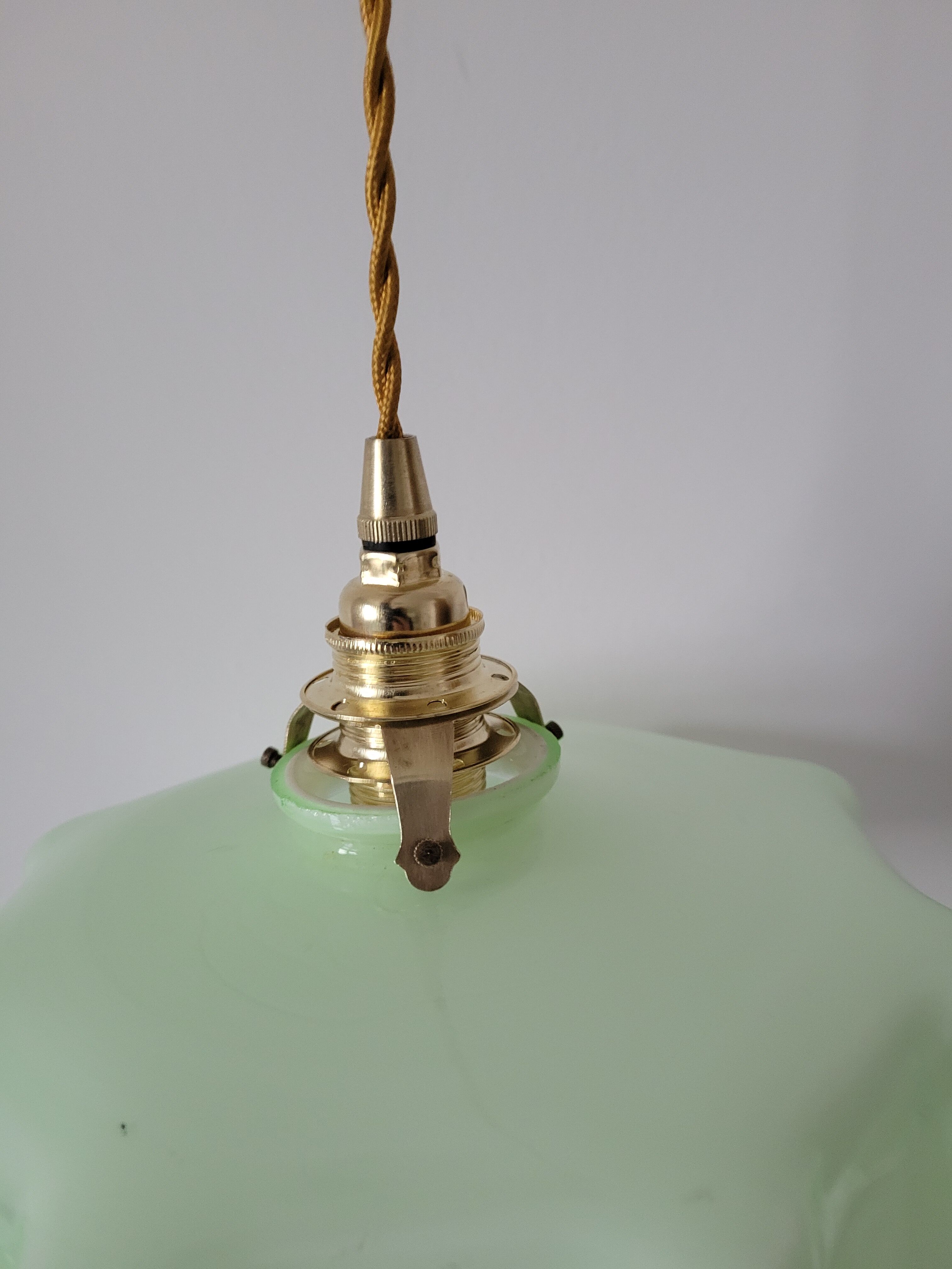 Pastel green draped opaline pendant lamp
