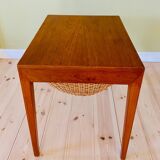 Vintage Danish teak sewing table by Severin Hansen for Haslev Furniture 1960