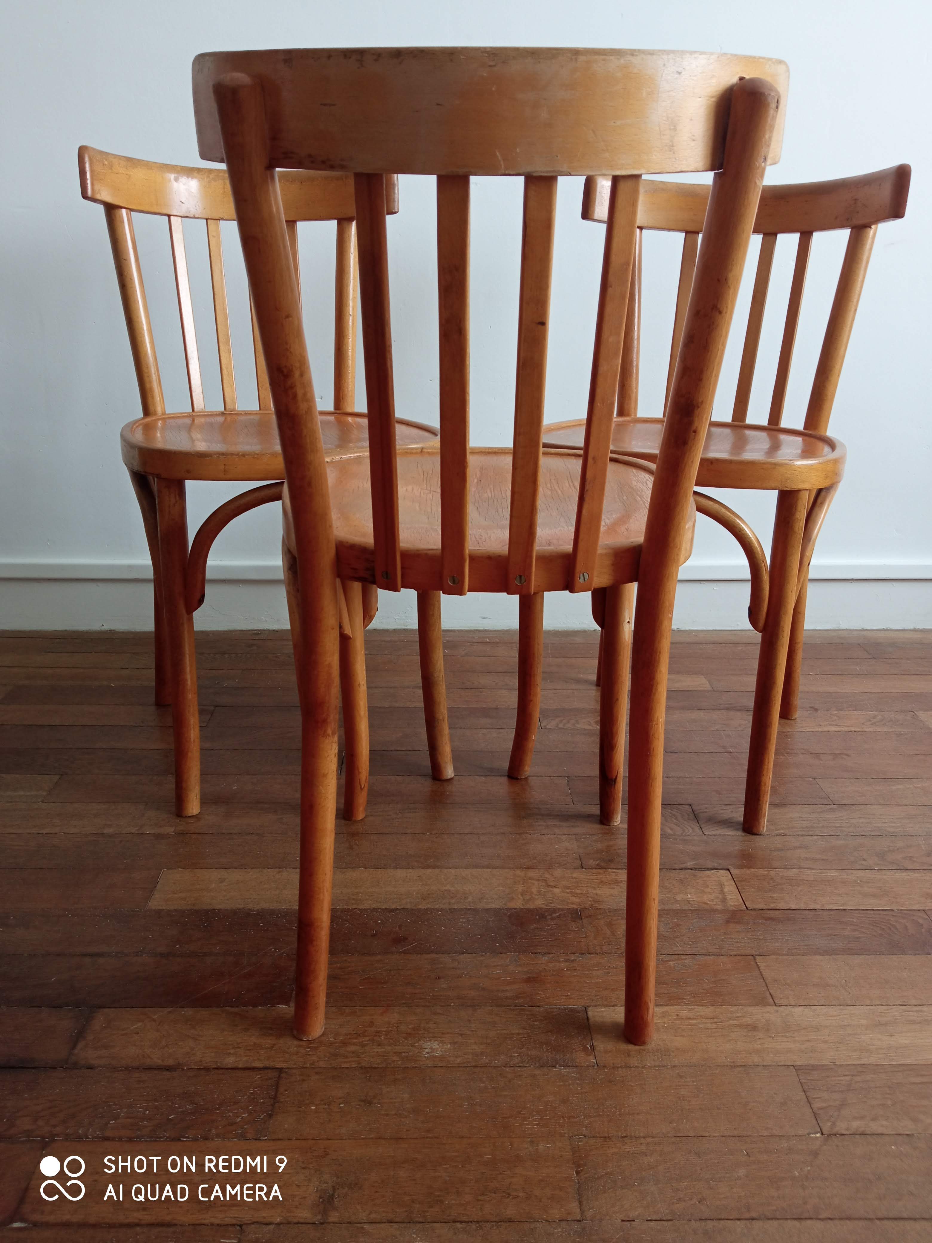 Trio de chaises bistrot vintage