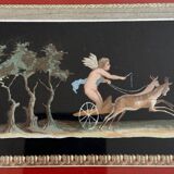 Gouache or watercolor depicting scenes from Pompeii at the end of the 19th century