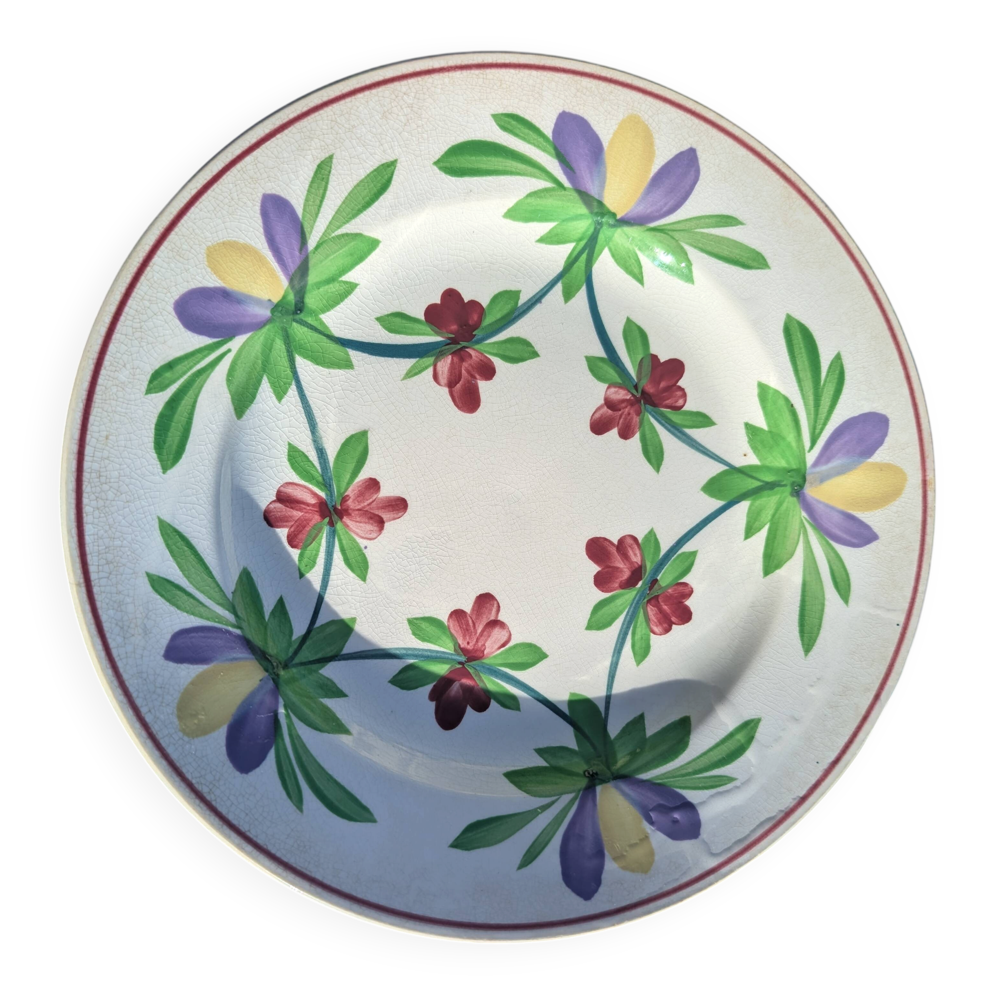 Old plate 1083 SARREGUEMINES FLOWERS CREUSE