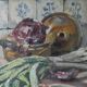 Oil on canvas, still life with leeks
