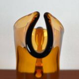 Amber glass carafe from the mid-century German Jagdhaus series and drinking glasses by Wilhelm Braun-Feldweg for Hirschberg, 1960s, set of 7.