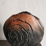 Vase plat en raku circa 1990