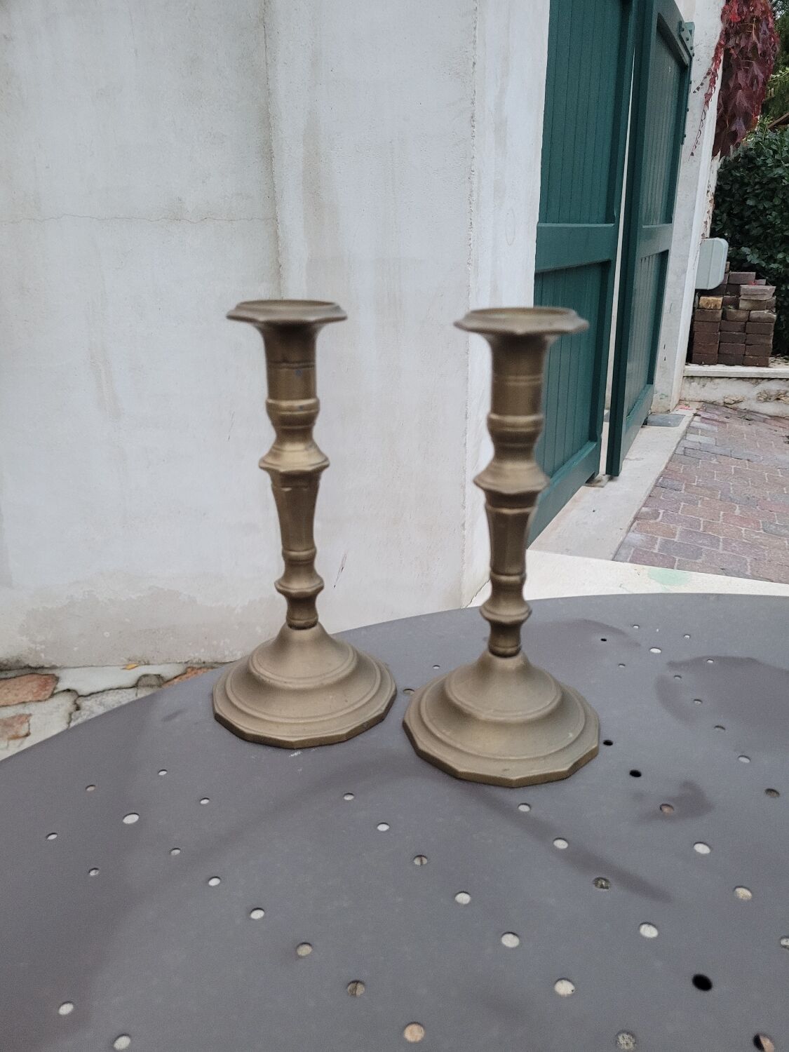 Pair of brass candlesticks