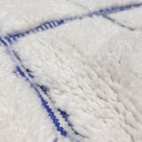 Moroccan Berber Beni Ouarain rug, ecru with blue patterns, 2.40x1.46m