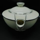 Art deco teapot by Pirkenhammer,  white and silver