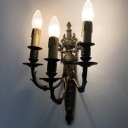 Magnificent Pair of Bronze Sconces with Louis XV Style Fire Pots. 1930s