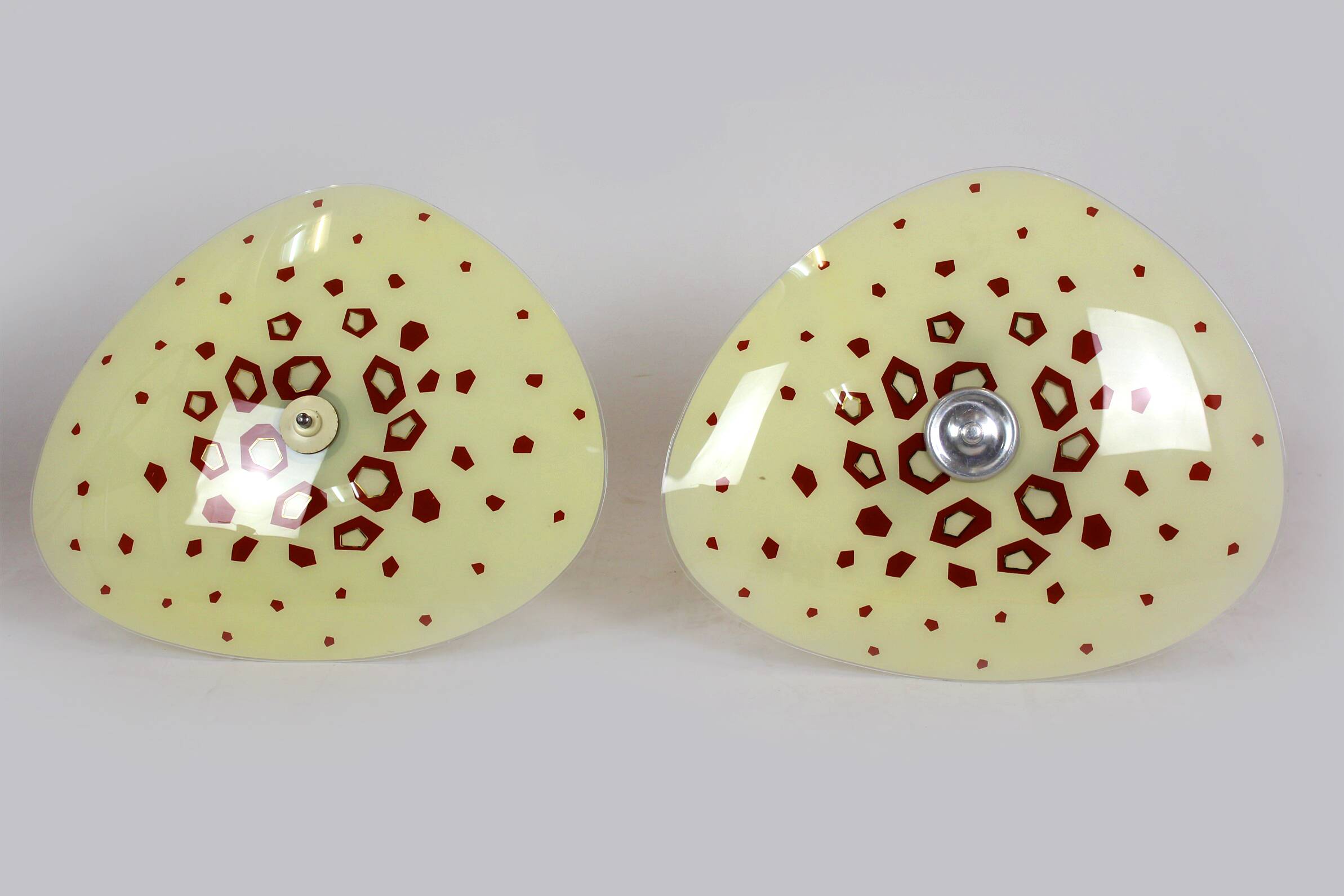 Large Vintage Czechoslovakian Opaline Glass Pendant Lights, 1970s, Set of 2