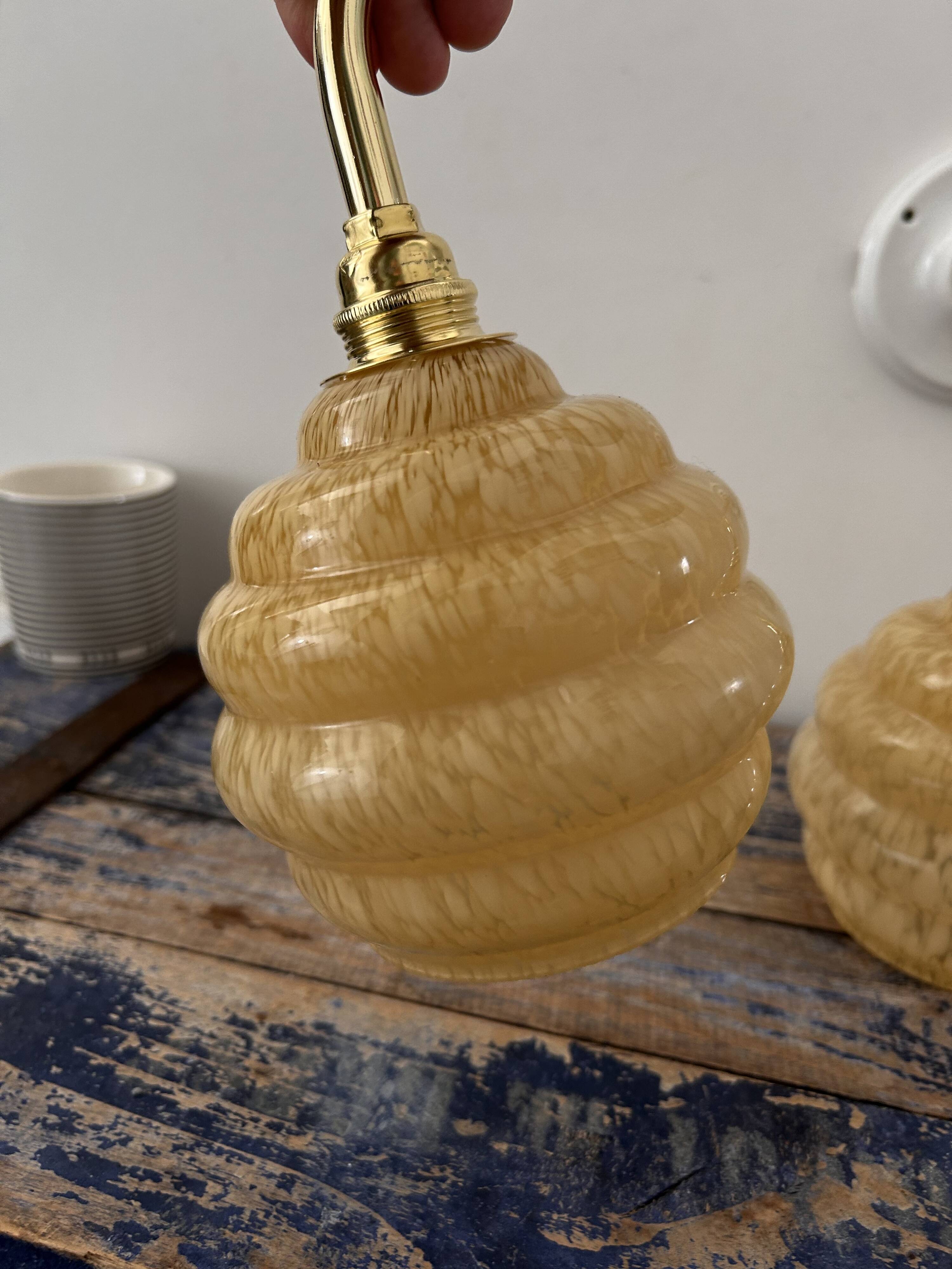 Pair of Art Deco globe wall lights
