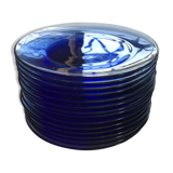 Set of 14 blue glass dessert plates