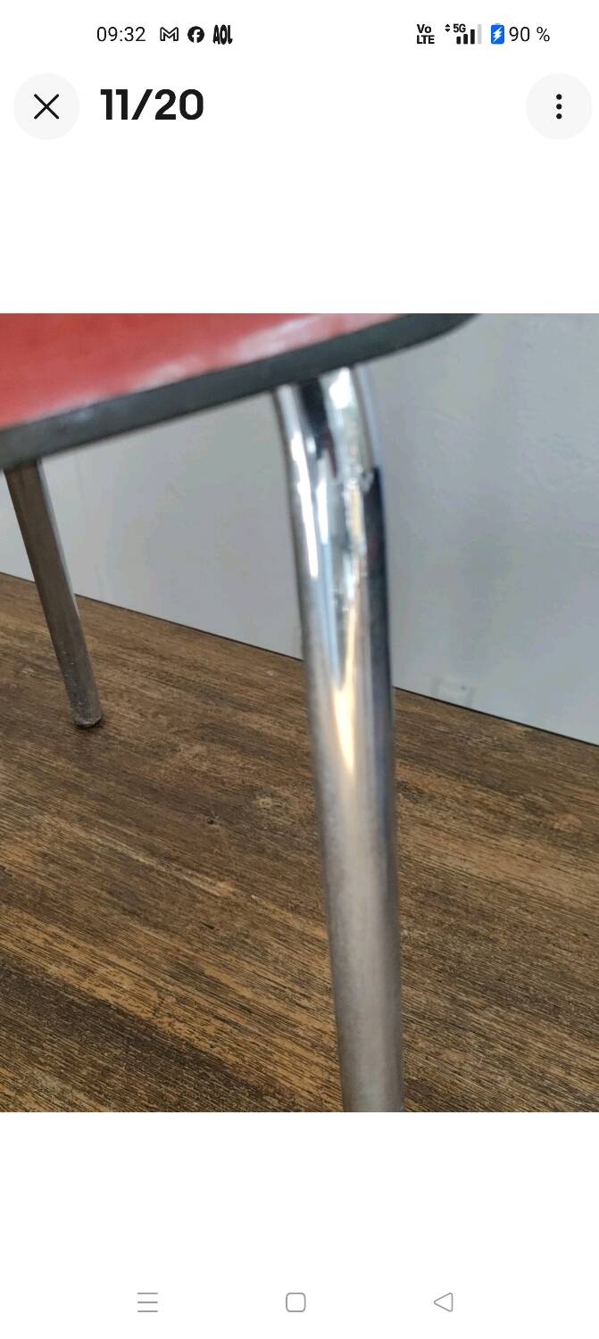 Jacques Hitier Chair 1950 Tubauto Red Bakelite Style Seat