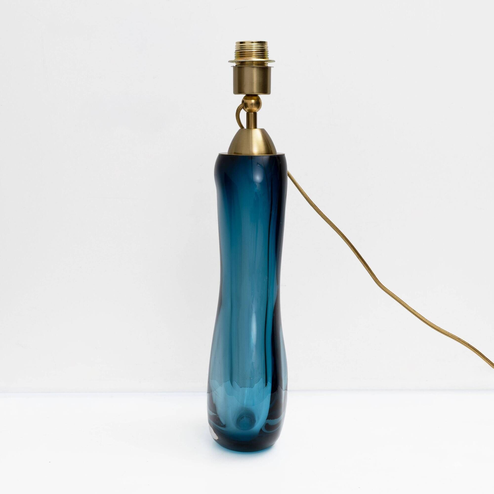 Pair of Italian Mid-Century Blue Murano Sommerso Glass Table Lamp