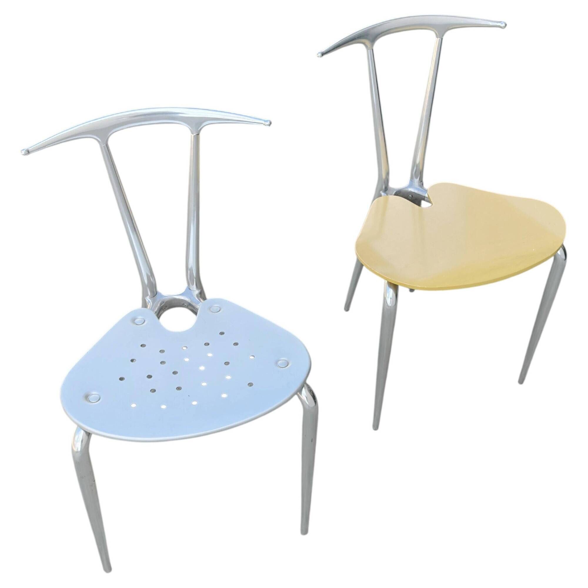 Postmodern pair of "Hole" accent chairs by Carlo Bartoli for Ycami 1993.