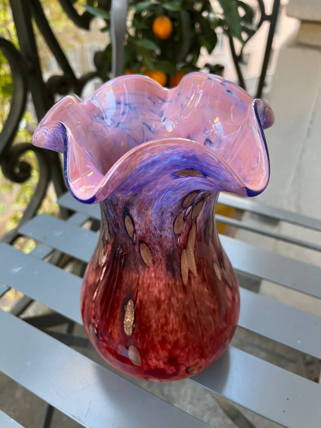 Vase de Murano vintage avec incrustation d’or