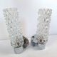 Pair of vintage Art Deco space age chrome and molded glass wall sconces