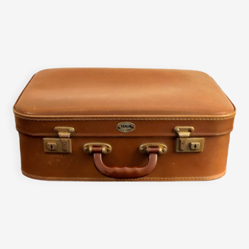 Old suitcase in vulcanized fibers & bakelite "Verlin" 1960