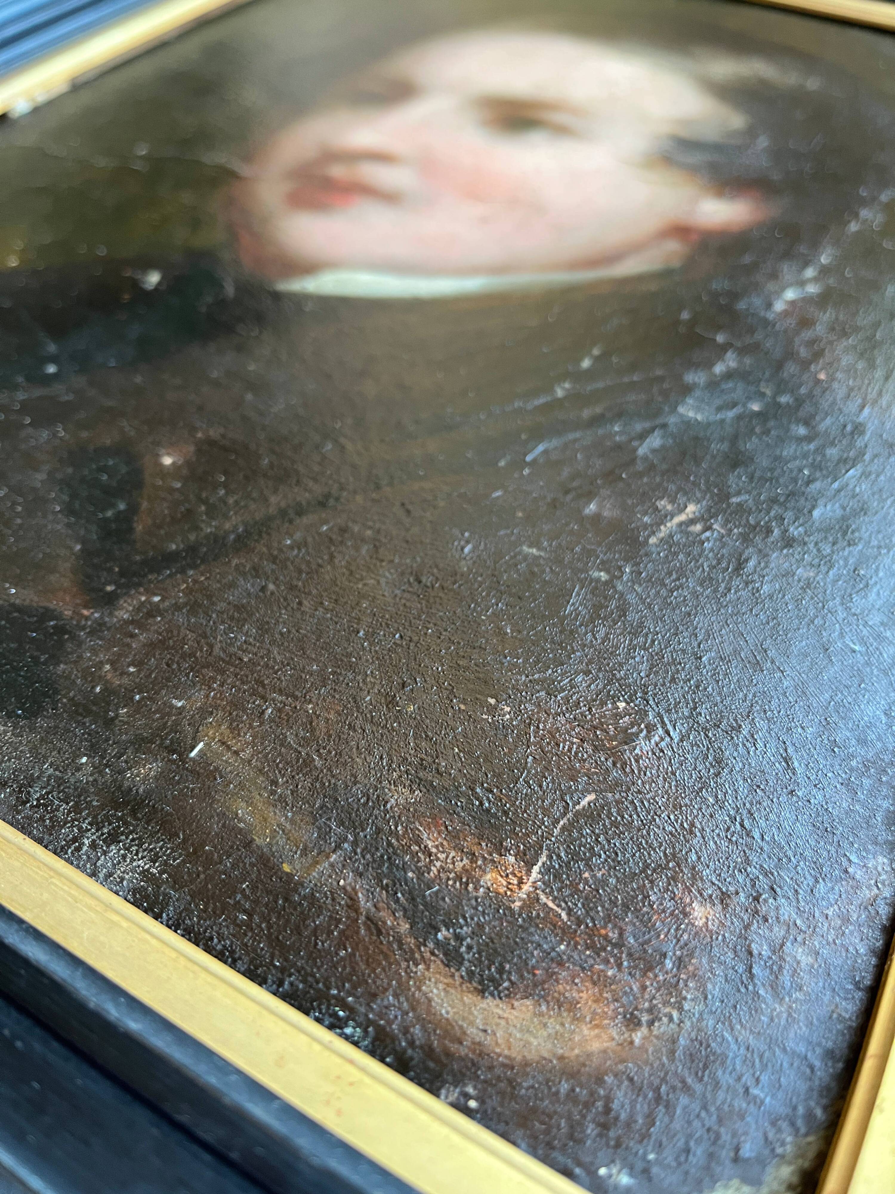 HSP painting "Romantic portrait" young man two-sided 19th century