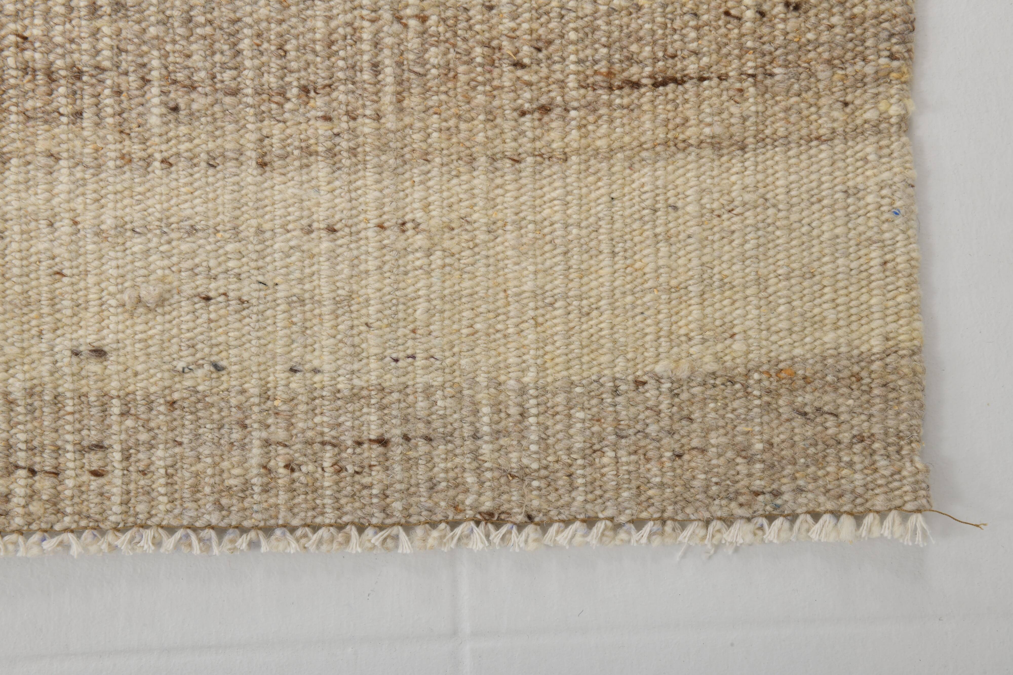 Striped Pattern Brown & Cream Vintage Kilim Rug, 220x300Cm