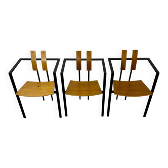 3 anciennes chaises design brut Karl Friedrich Forster modele Trix KFF postmoderne années 70/80