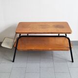 Vintage 1950 coffee table magazine rack in steel & beech 50s rockabilly zazou