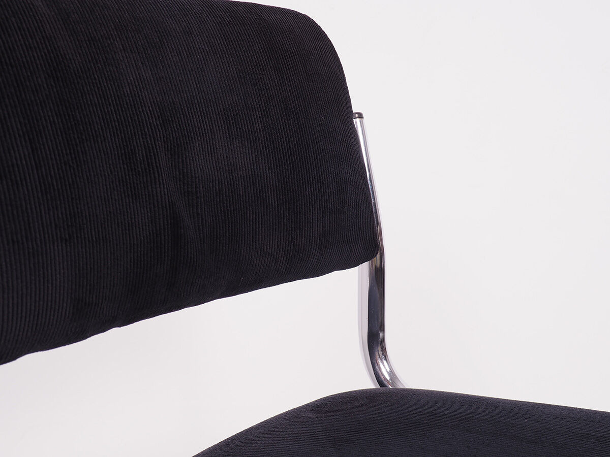Tubular chrome chairs with black corduroy, set of 4