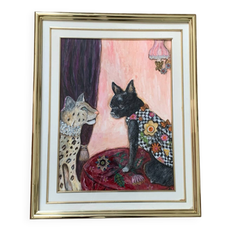 Acrylic painting under glass