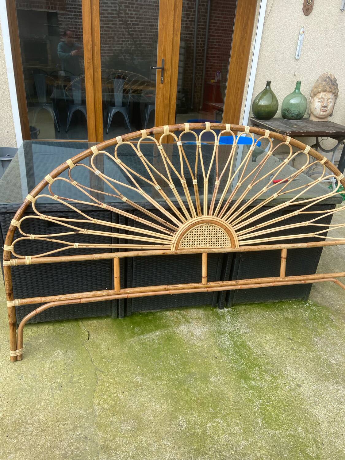 headboard in wicker and rattan