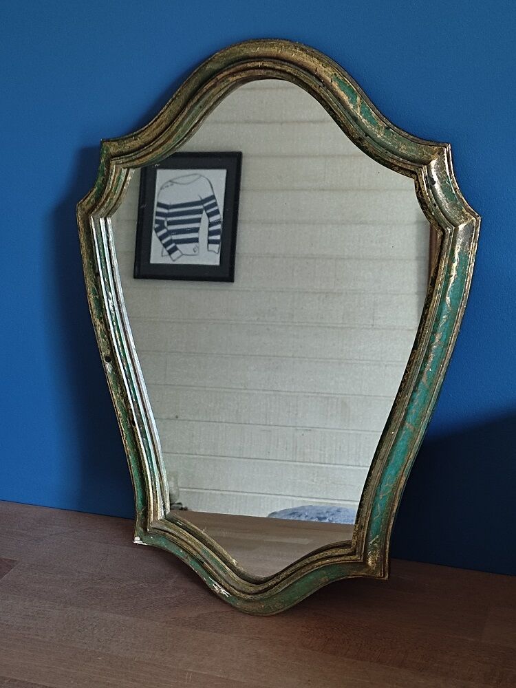 Mirror baroque style frame gilded wood gray