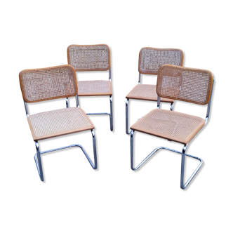 Set of 4 chairs cesca B32 Marcel Breuer Italian edition 1970