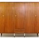XL Vintage mid century modern 5-door wardrobe in teak, Italian style 1960s