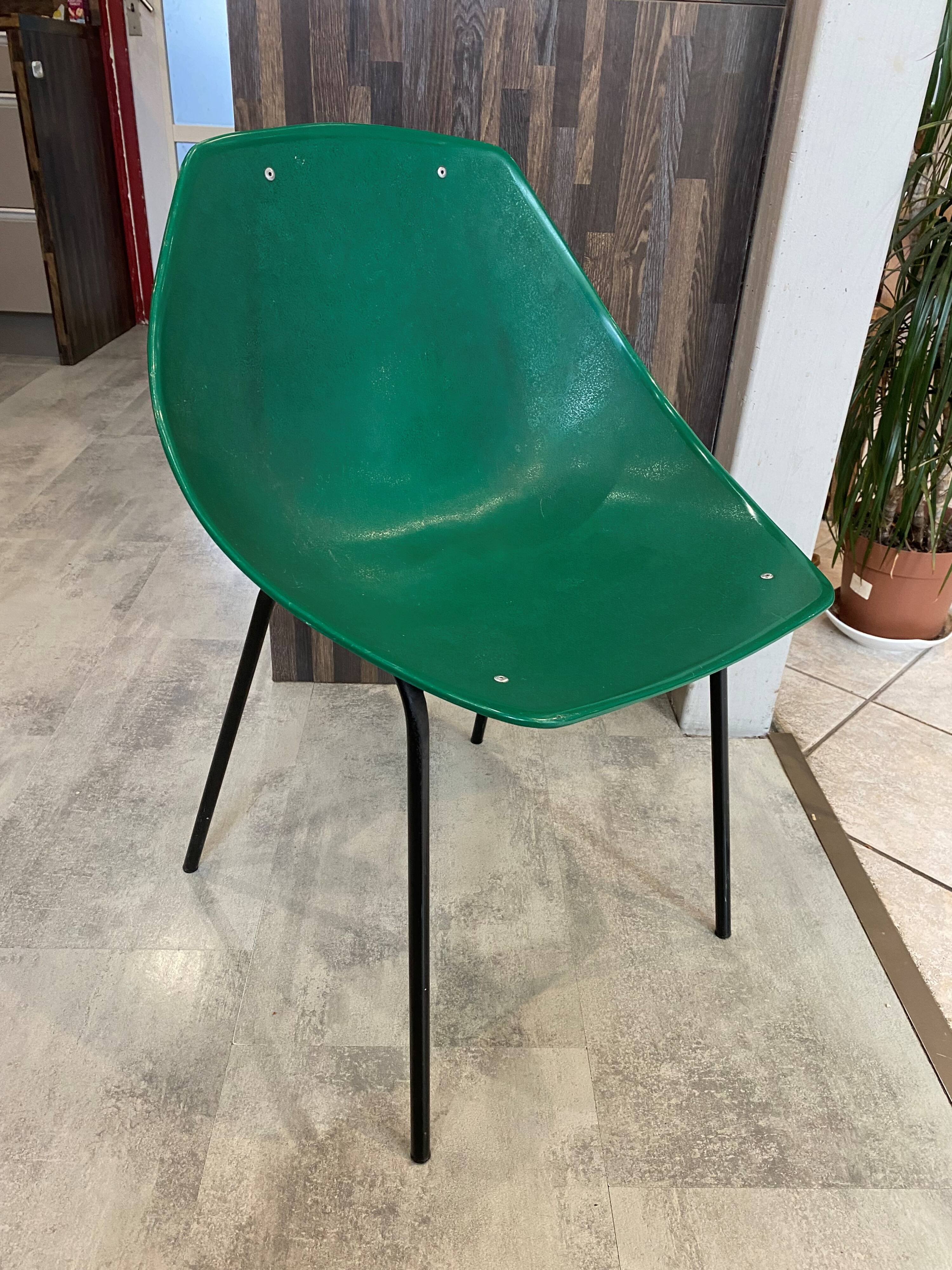 A shell chair by Pierre Guariche for Meurop, green, vintage 1960s