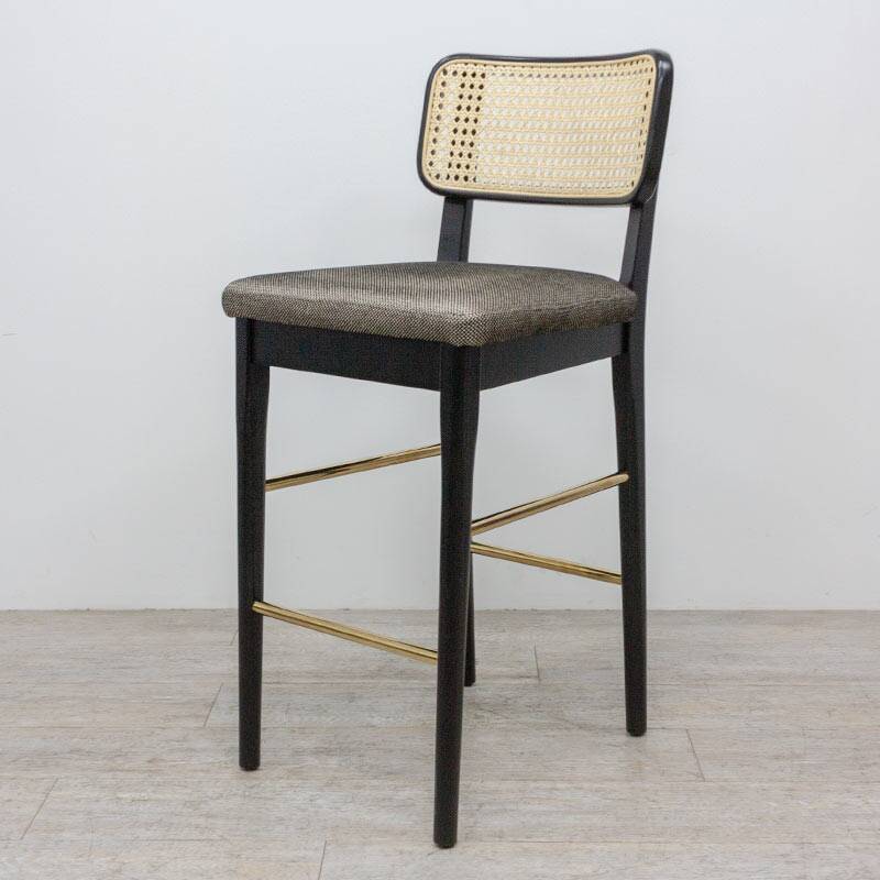 High stool Red Edition in rattan and fabric