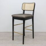 Red Edition high stool in rattan and fabric