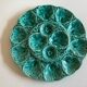 Plat à huitres en faience de Gien turquoise