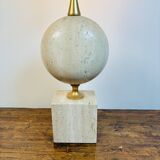 Philippe Barbier Lamp Maison Barbier Travertine and Brass Vintage 1970 - 60