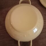 Enameled teapot and sugar bowl